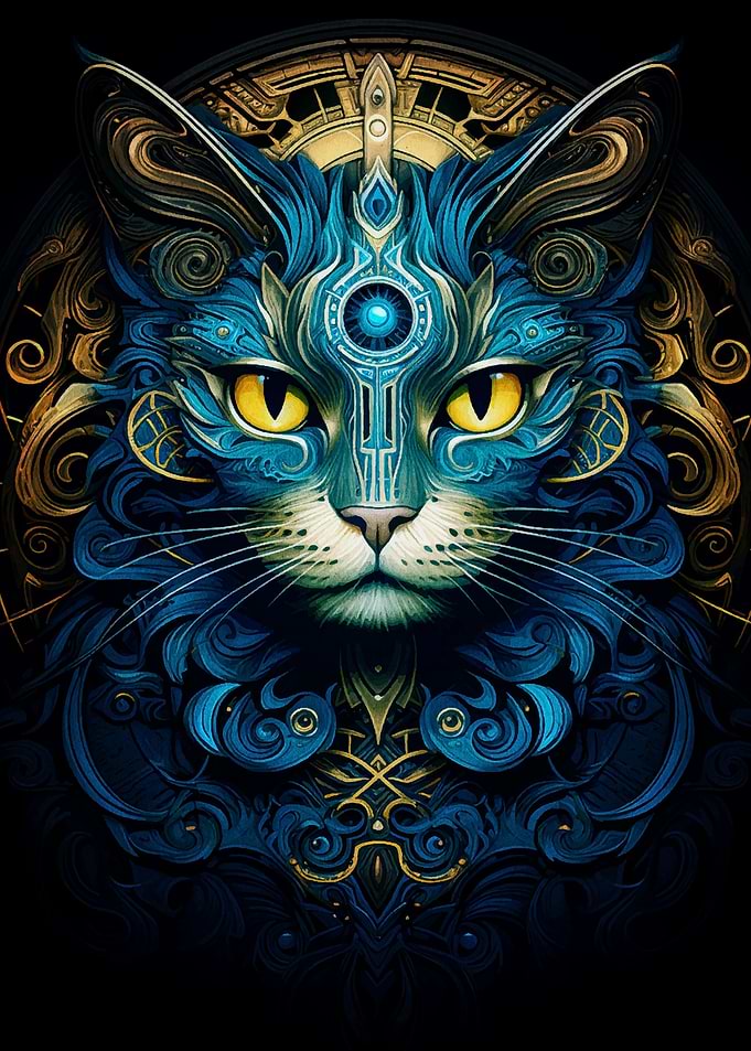 abstract kintsugi cat