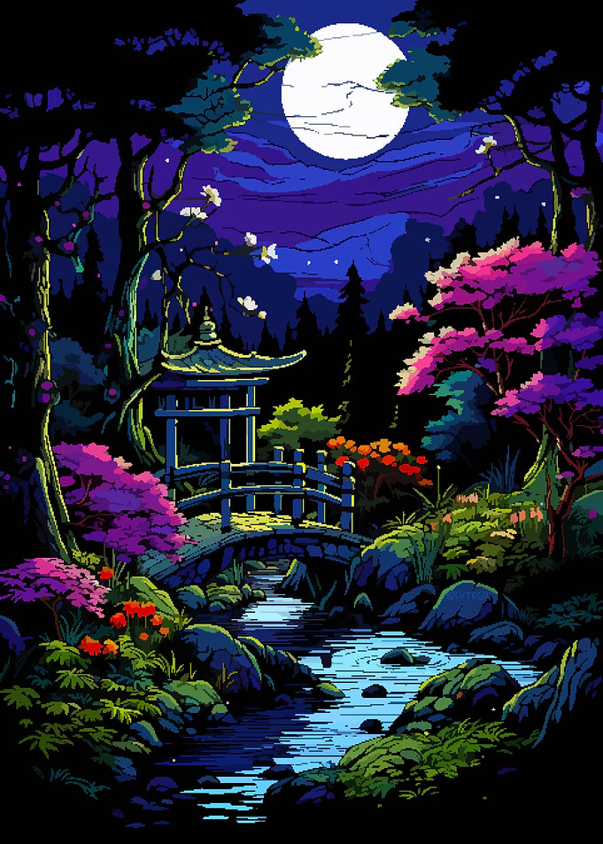 Japan Zen Garden Pixel Art