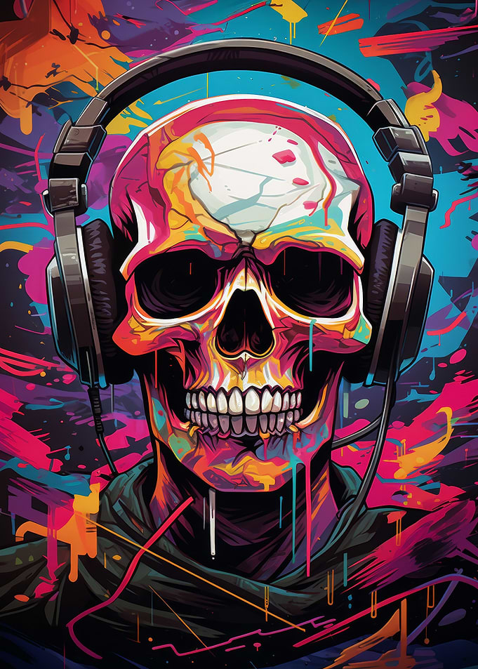 Skeleton With Headphones