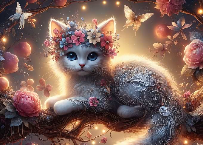 White fantasy cat