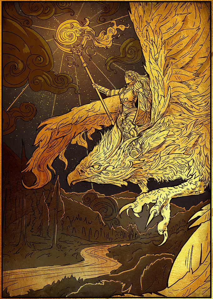 gold phoenix bird