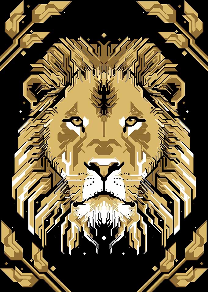 SQUARE LION HEAD GOLD