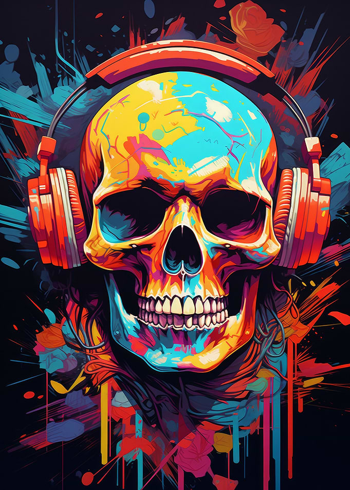 Skeleton With Headphones