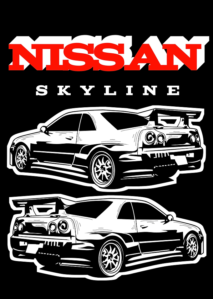 Line art nissan skyline