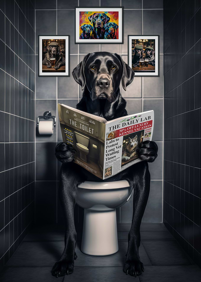 Funny Labrador on Toilet