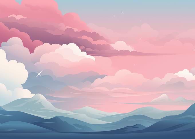 mountains and pink sky
