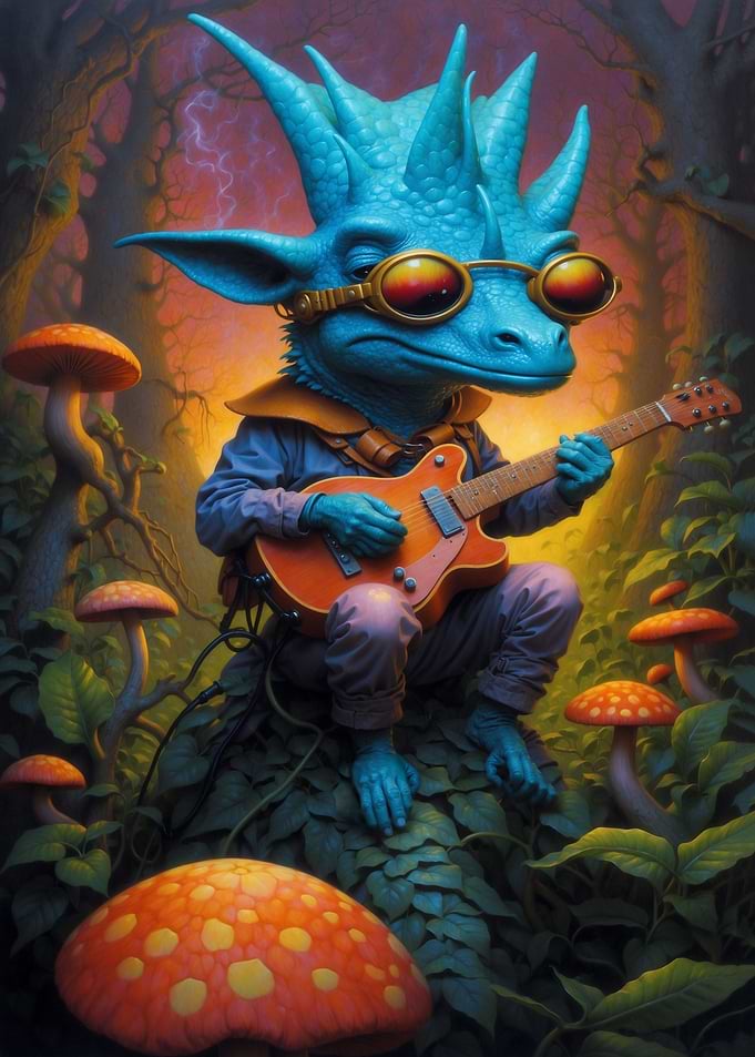 Pyschedelic Dino Guitar
