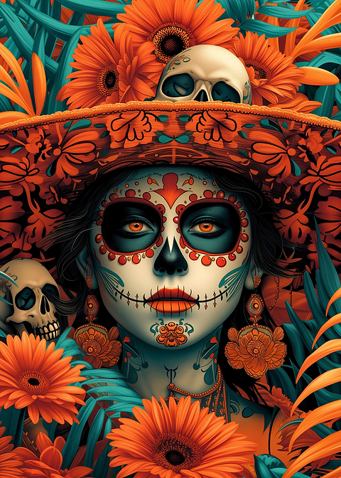 Calavera Catrina — sugar skull metal wall art