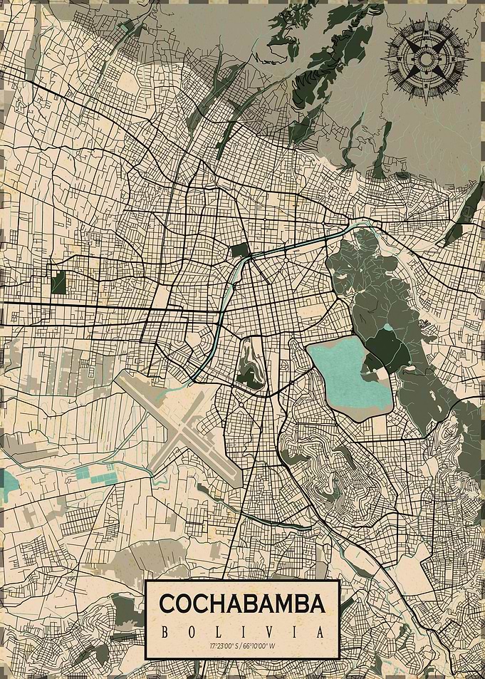 Cochabamba Map Vintage