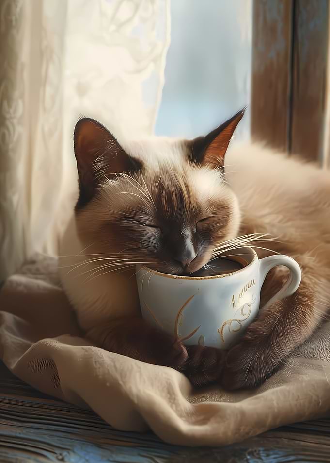 Siamese Coffee Cup Cat