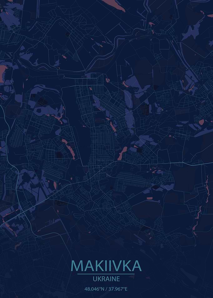 Makiivka Ukraine Blue Map