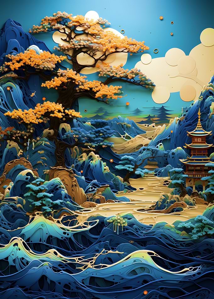 Kintsugi Pagoda Japan tree