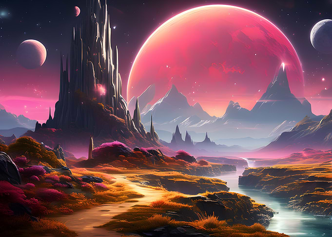 Neon Space Landscape
