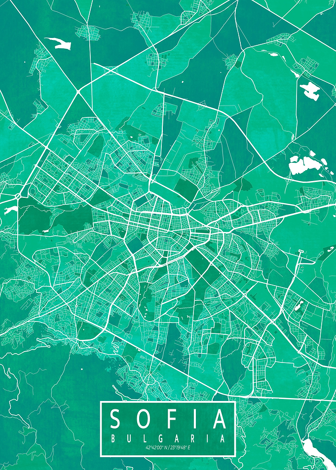 Sofia City Map Watercolor