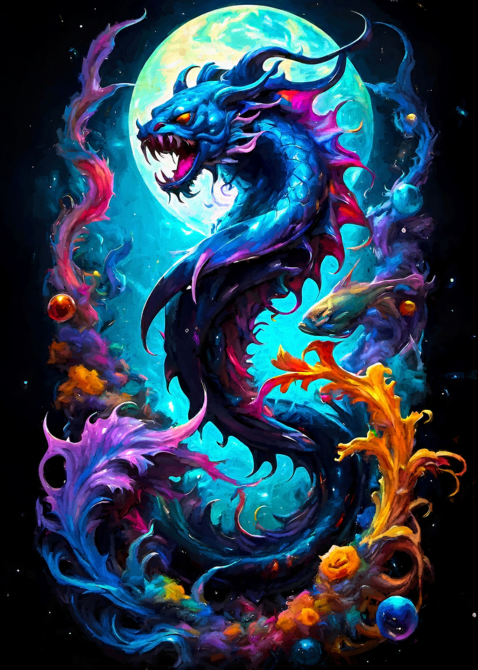 Sea Serpent In Moonlight