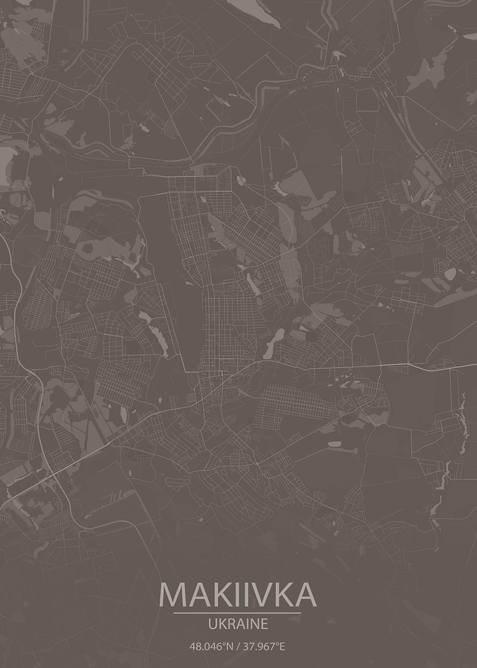 Makiivka Ukraine Brown Map