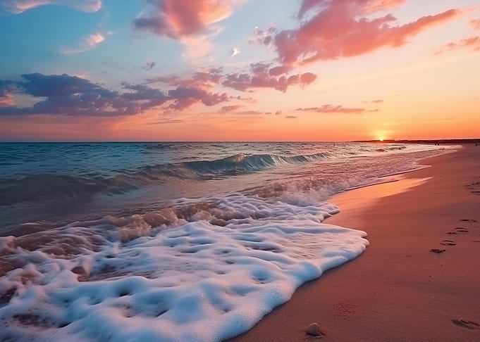 Sandy Sea Beach Sunset