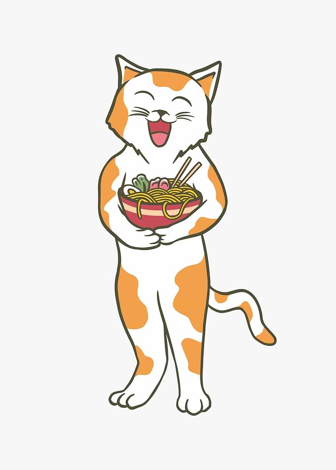 Cute Cat with Ramen