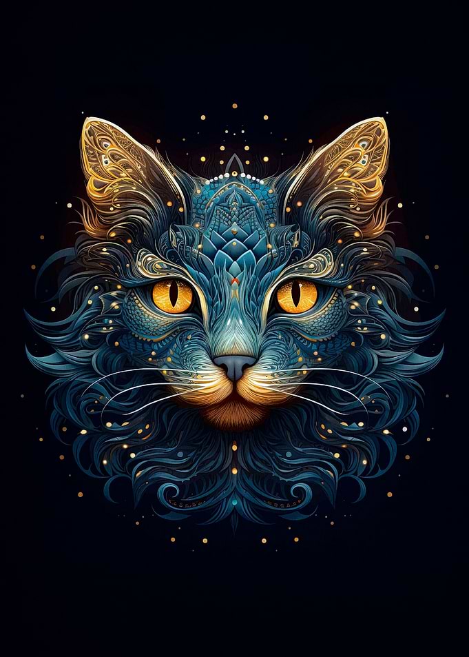 abstract kintsugi cat
