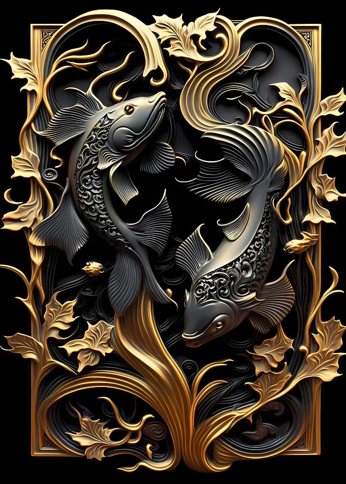 Golden Koi Fish Japan Art