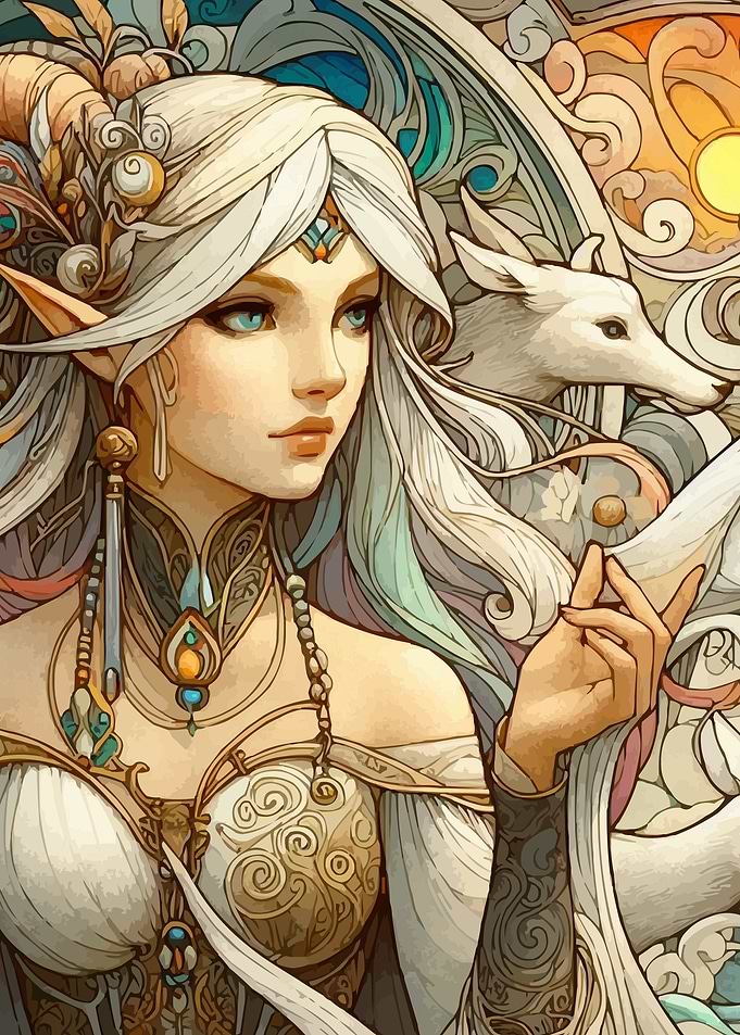 White Elf Girl Art Nouveau