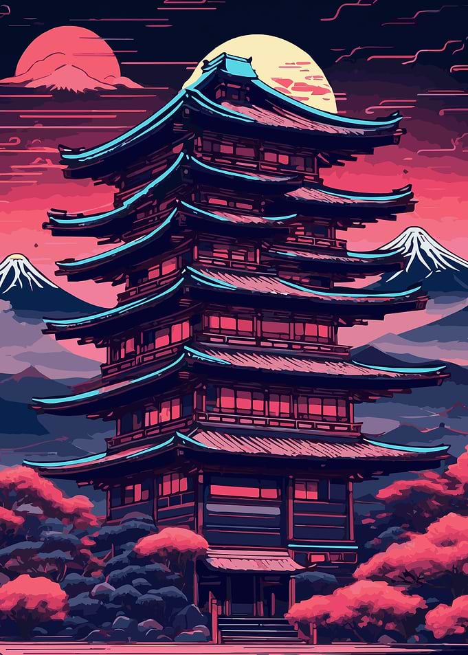 Abstract Neon Mount Fuji 2