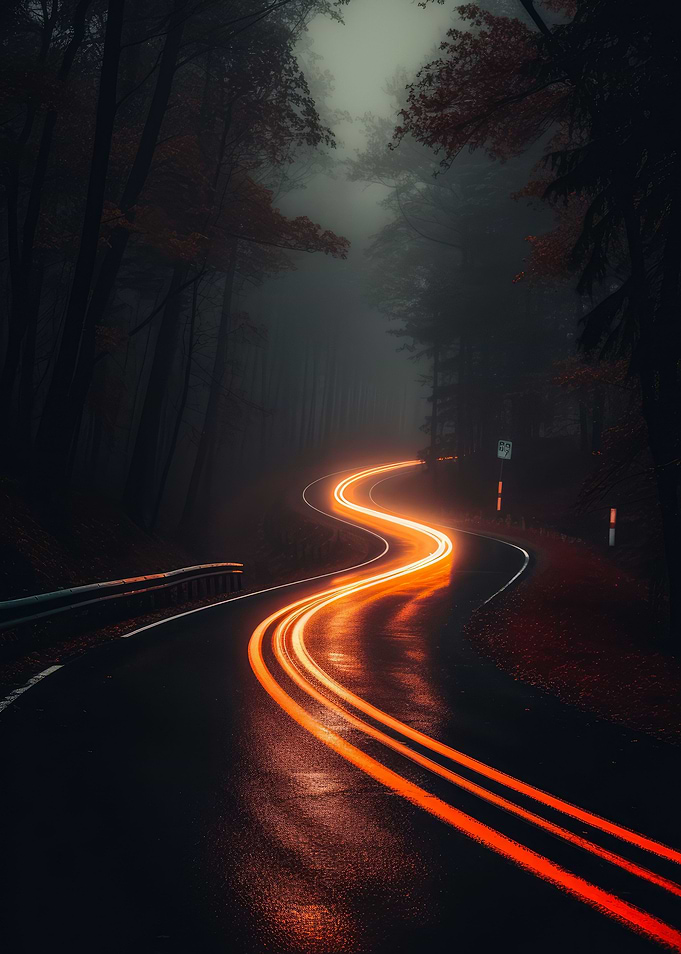Foggy Dark Road Light