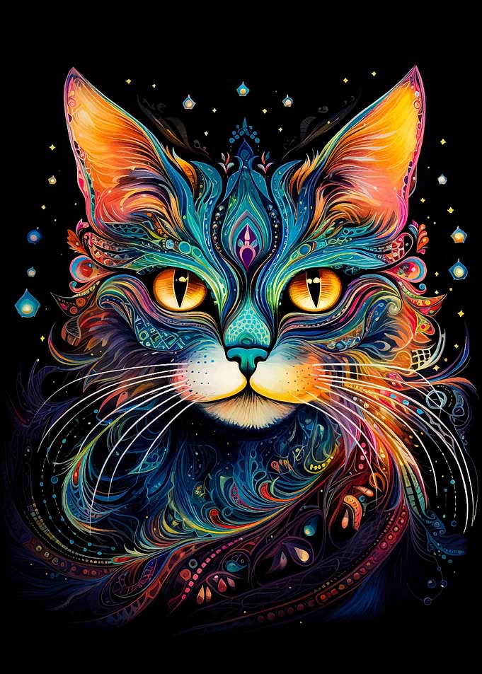 abstract kintsugi cat