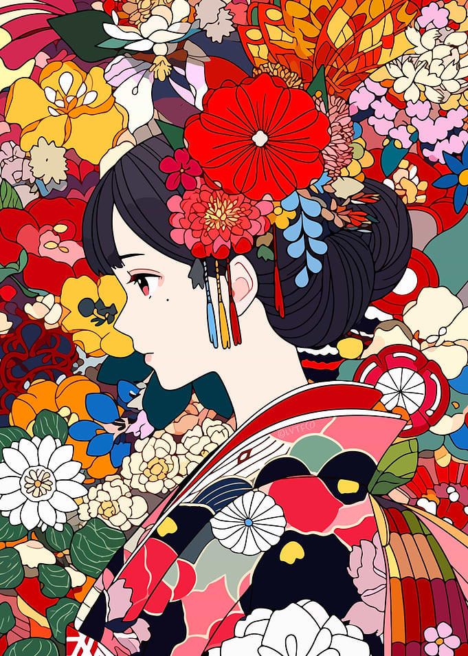 Japan Kawaii Girl Flower