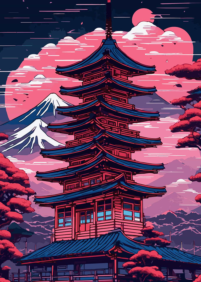 Abstract Neon Mount Fuji 5