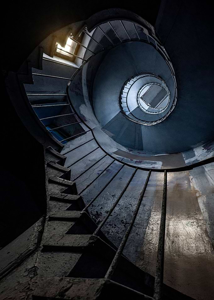 Abandoned spiral staircase