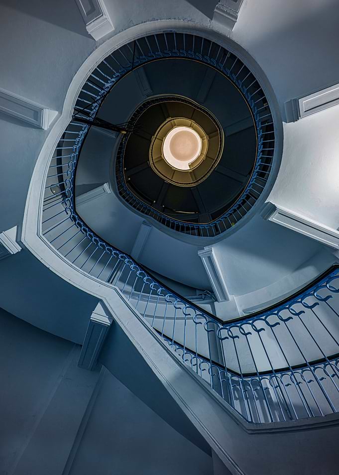 Decorated spiral staircase
