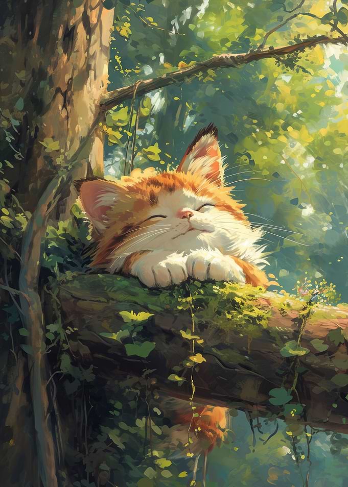 Cute Cat on Tree