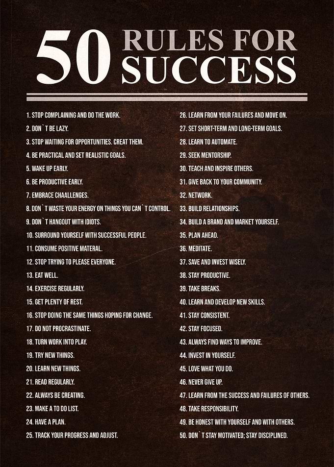 50 rules for success