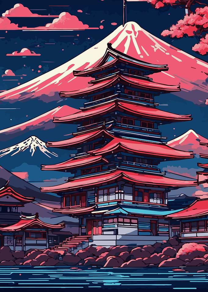 Abstract Neon Mount Fuji 3