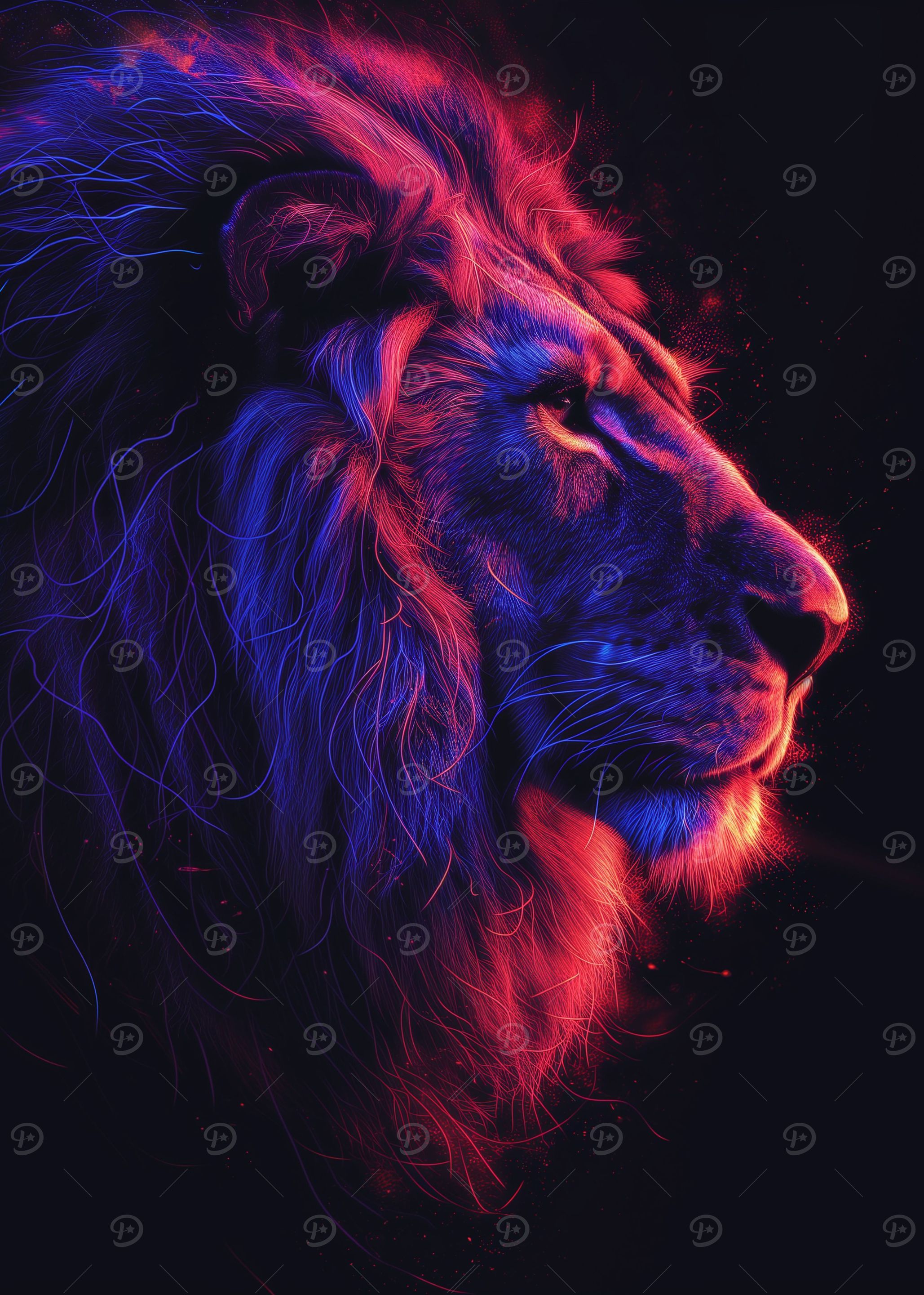 Red and Blue Lion
