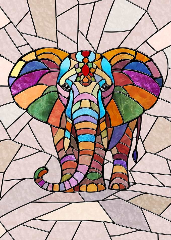 Elephant mosaic art