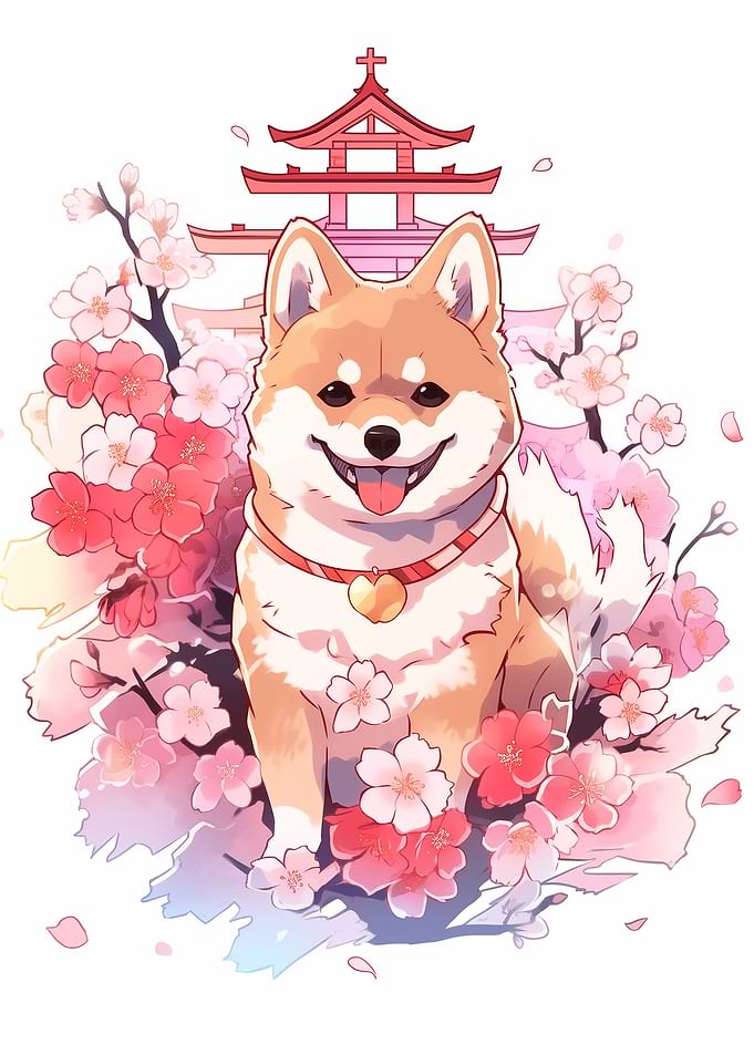 Dog Japan Shiba Blossom