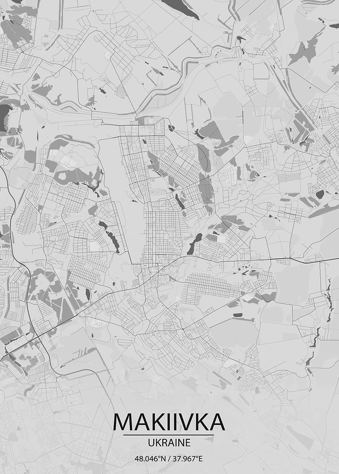 Makiivka UA Light Grey Map