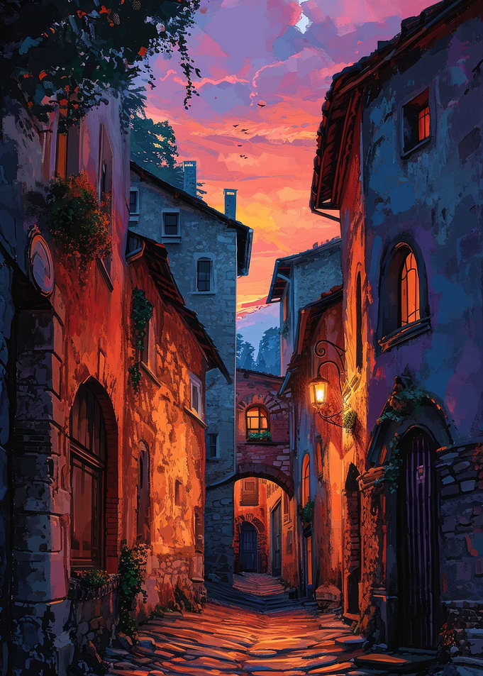 beautiful town Sunset