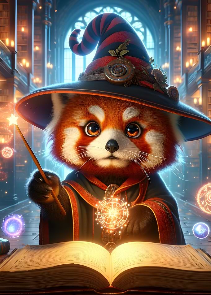 Red Panda Wizard Magic