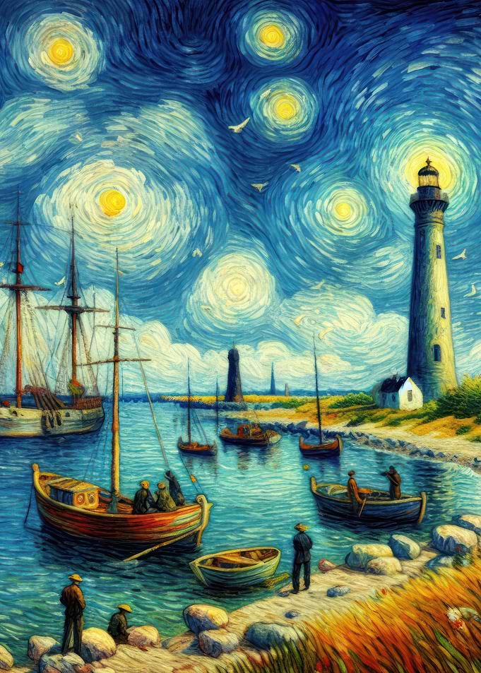 Lighthouse Van Gogh Style