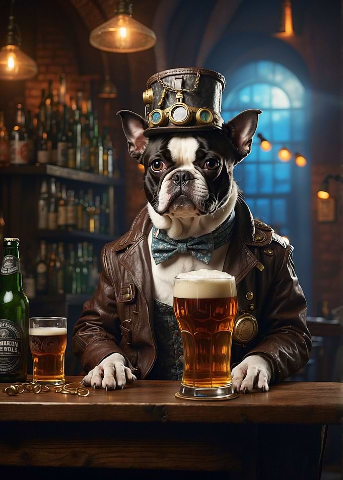 Boston Terrier Beer Dog