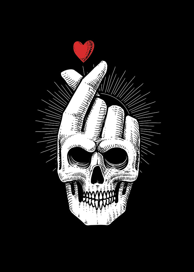 Lovers Skull Valentine BnW