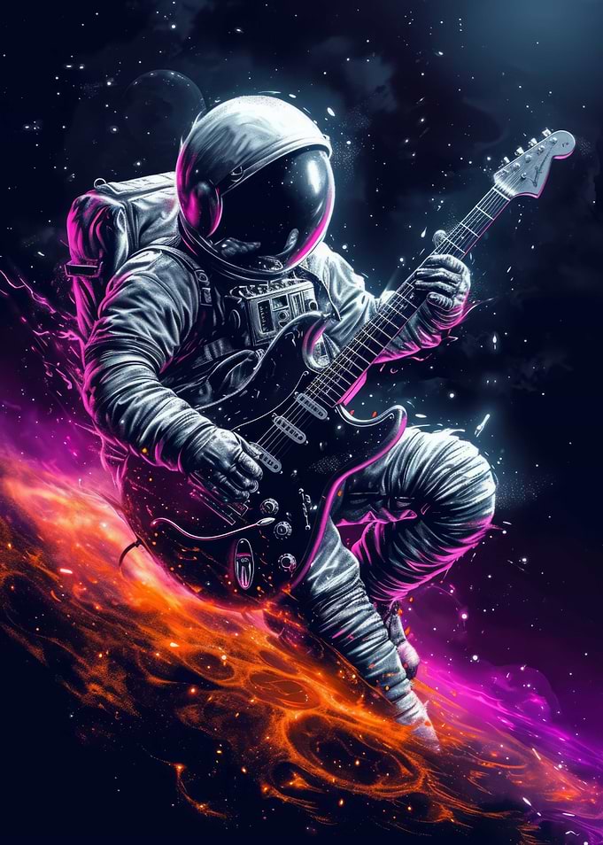 Astronaut Guitar in Space