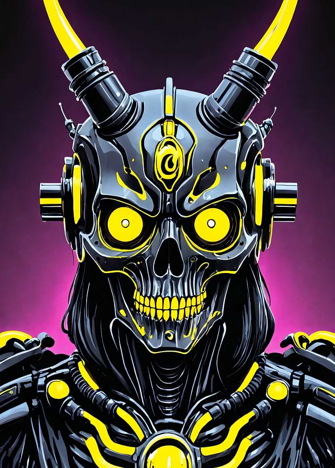 Neon Cyberpunk Skeleton