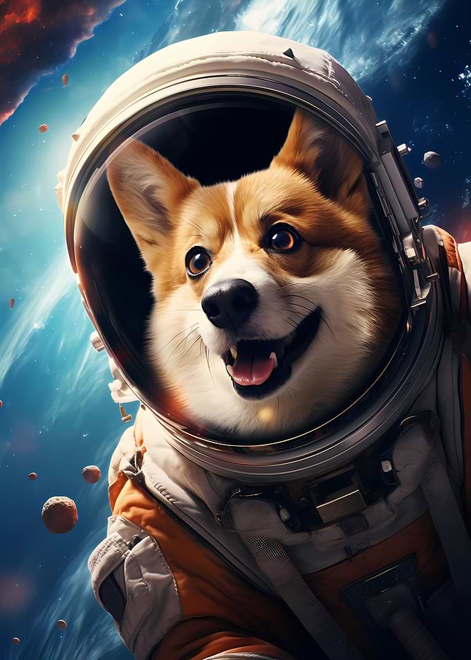 Cute Astronaut Corgi Dog