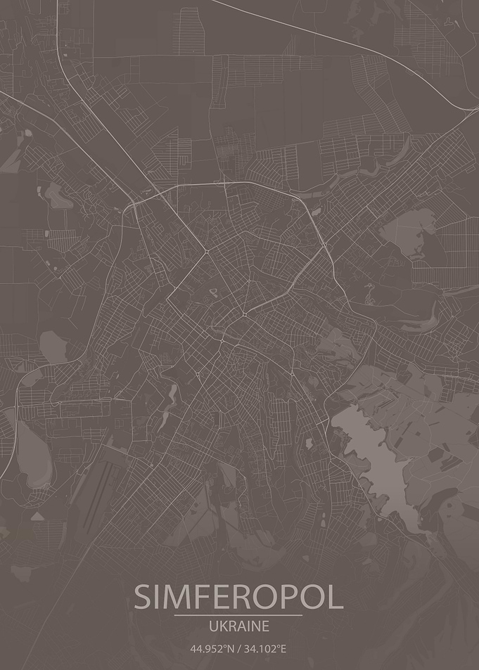 Simferopol UA Brown Map