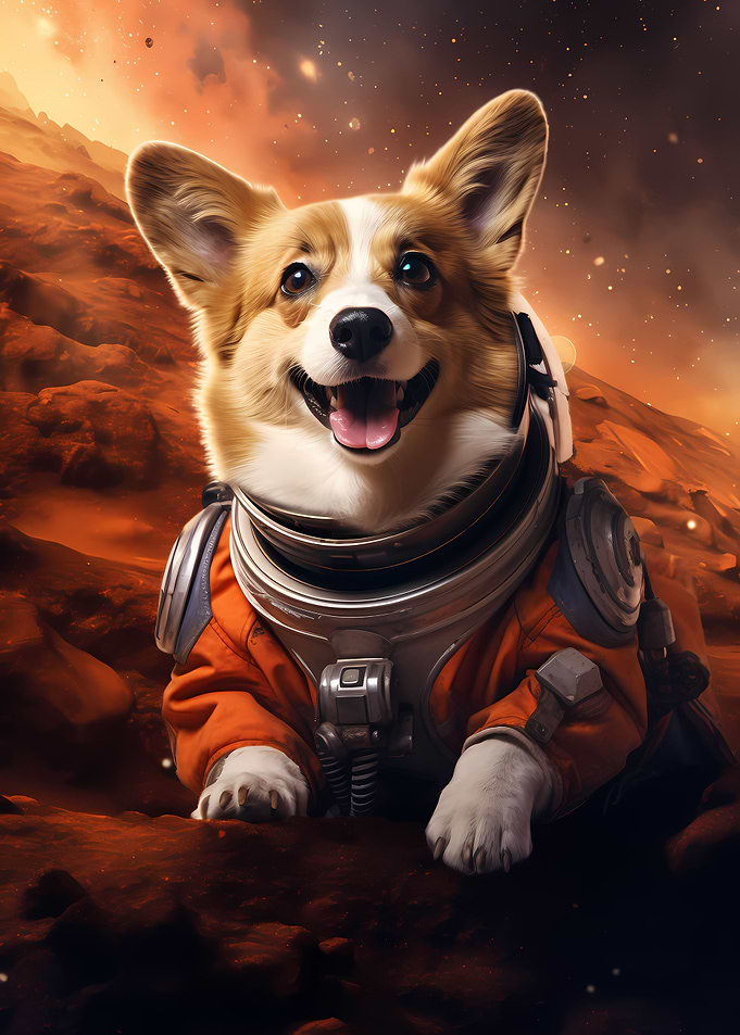 Cute Astronaut Corgi Dog