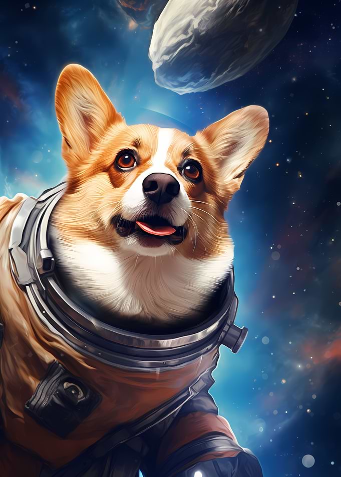 Cute Astronaut Corgi Dog
